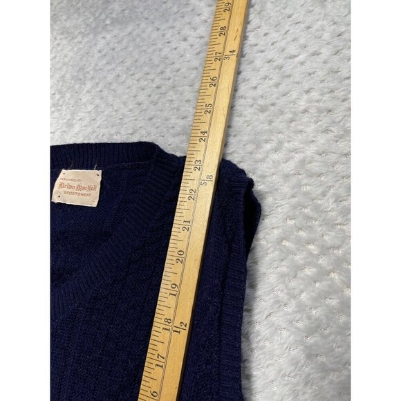 Vintage Brian MacNeil Navy Blue Acrylic Sweater Vest - Large - Picture 4 of 12